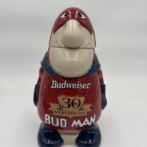 Vtg BUD MAN 30th Anniversary Character Lidded Beer Stein - Budweiser Beer 1999